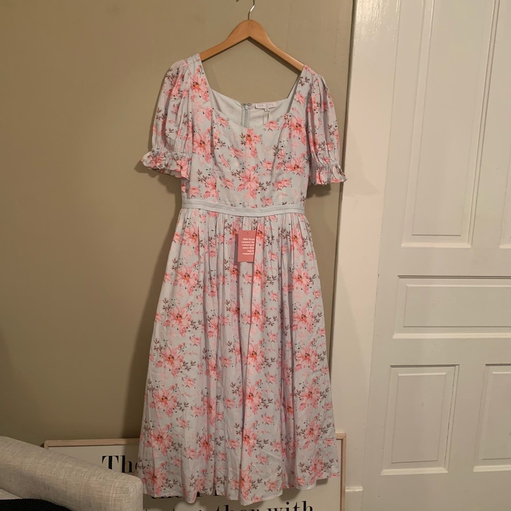 Ivy City Co. Ballerina Dress NWT Pink Blossom Size Medium Floral Spring Midi - Picture 9 of 15